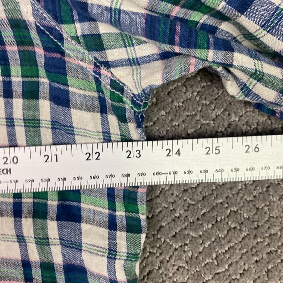 Fat Face Baird McNutt Irish Linen Shirt Men's Large Blue Green White Pink Button - Picture 8 of 12